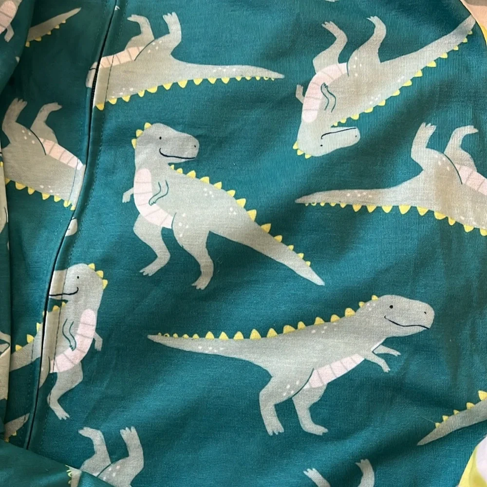 Carter’s set of 2 5T onsie zip up dinosaur pajamas with no slip feet NWT